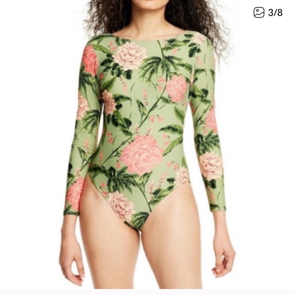 Agua bendita x Target floral rash, guard, swim suit, one piece small NWT